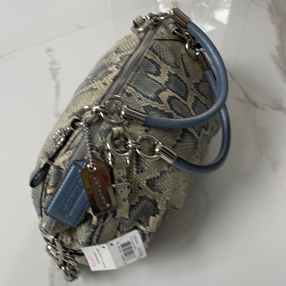 Blue and grey reptile skin Coach designer bag